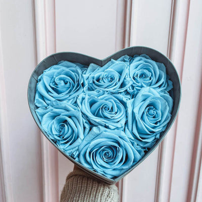 Forever roses in a small heart-shaped suede box