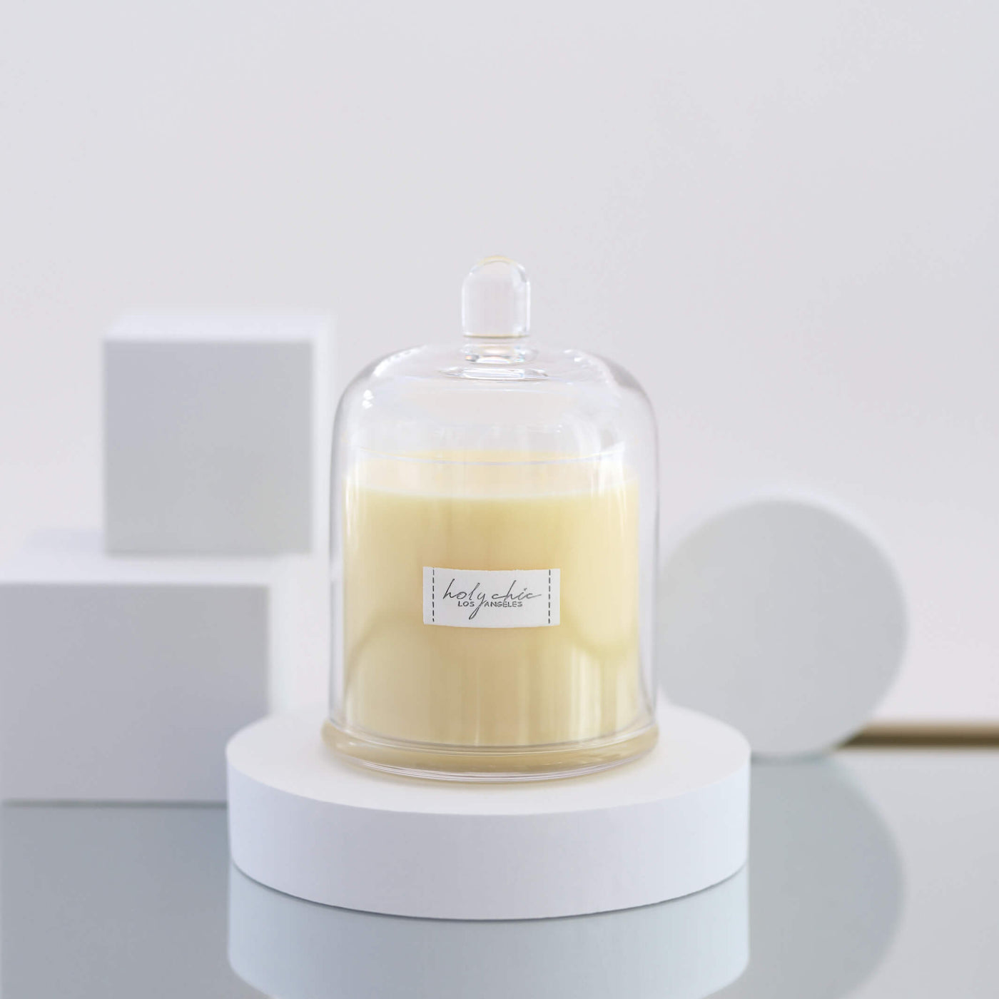 Scented candle in a light yellow color
