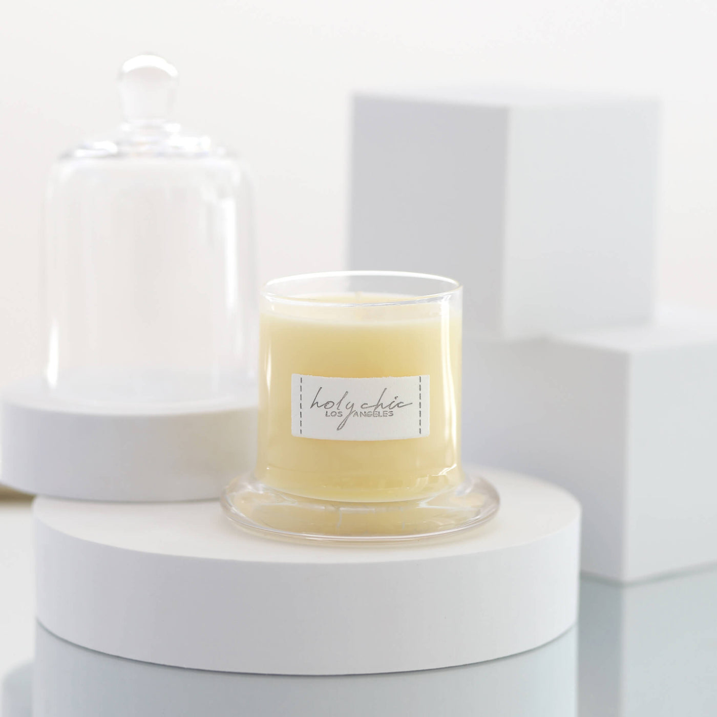 Scented candle in a light yellow color
