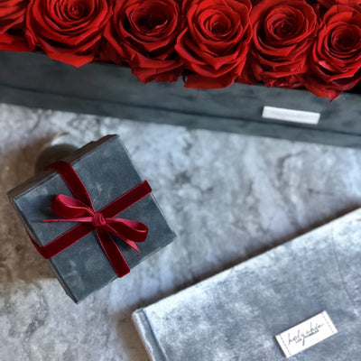 Preserved Roses in a rectangular velvet box